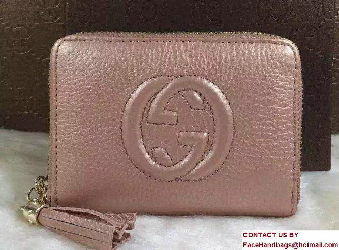 Gucci Soho Leather Disco Small Wallet 351484 Pink Gold - Click Image to Close