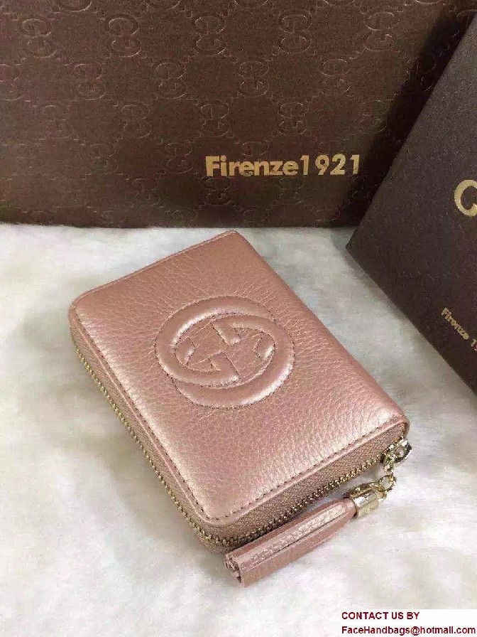 Gucci Soho Leather Disco Small Wallet 351484 Pink Gold