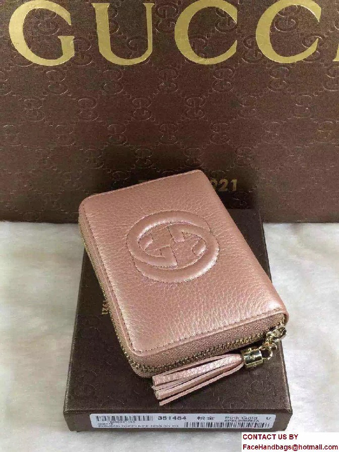 Gucci Soho Leather Disco Small Wallet 351484 Pink Gold