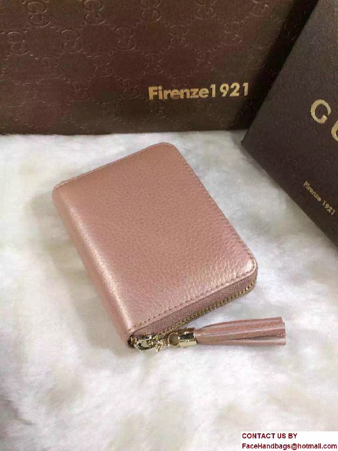 Gucci Soho Leather Disco Small Wallet 351484 Pink Gold