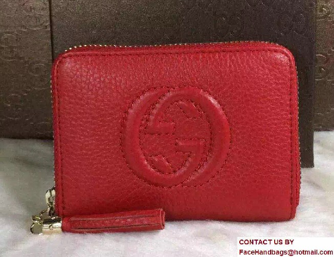 Gucci Soho Leather Disco Small Wallet 351484 Red - Click Image to Close