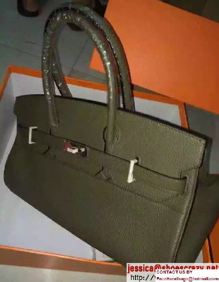 Hermes Birkin 42cm Bag in Original Togo Leather Bag Army Green