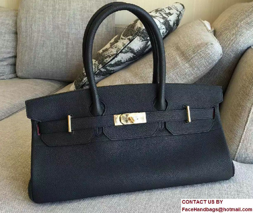 Hermes Birkin 42cm Bag in Original Togo Leather Bag Black/Fuchsia - Click Image to Close