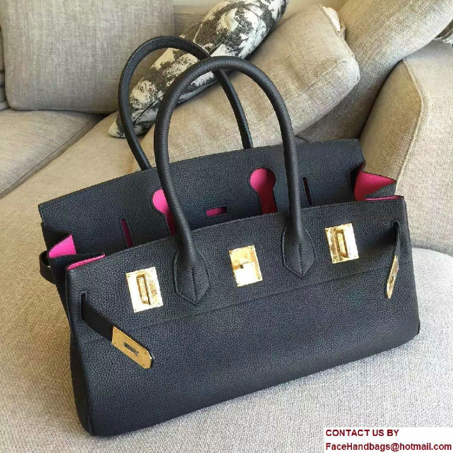 Hermes Birkin 42cm Bag in Original Togo Leather Bag Black/Fuchsia