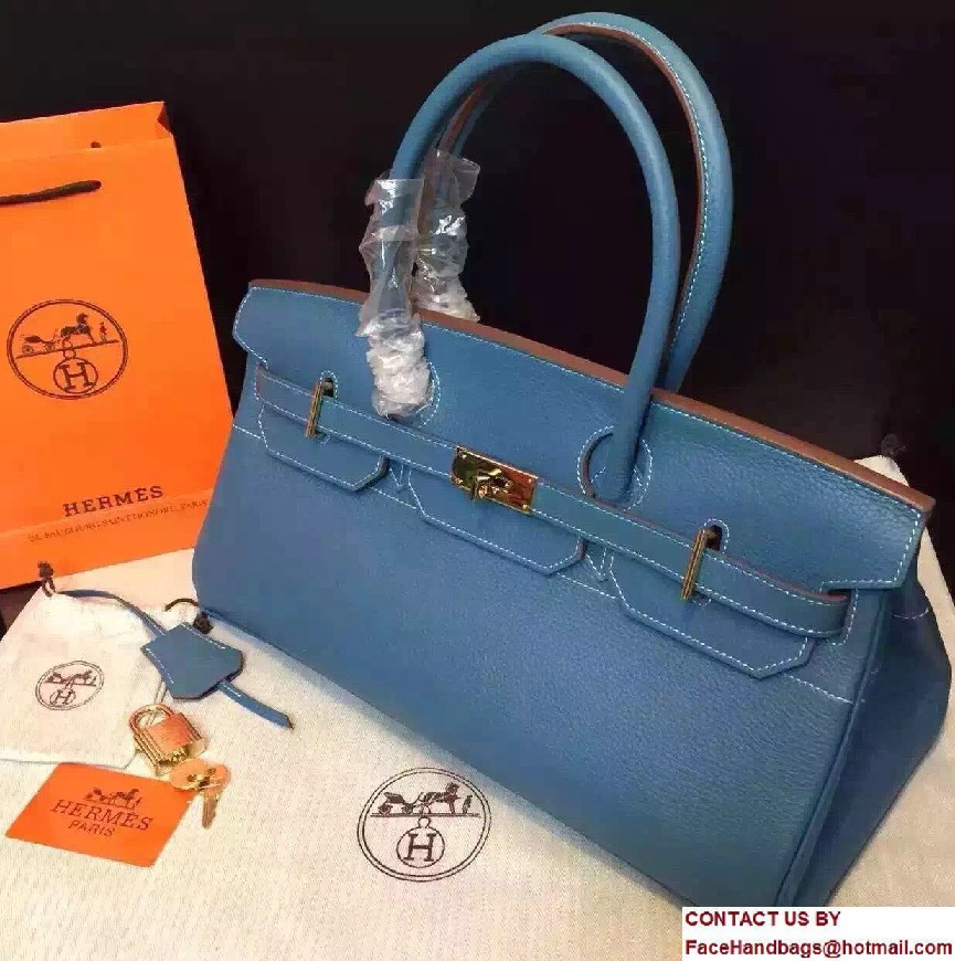 Hermes Birkin 42cm Bag in Original Togo Leather Bag Denim Blue - Click Image to Close