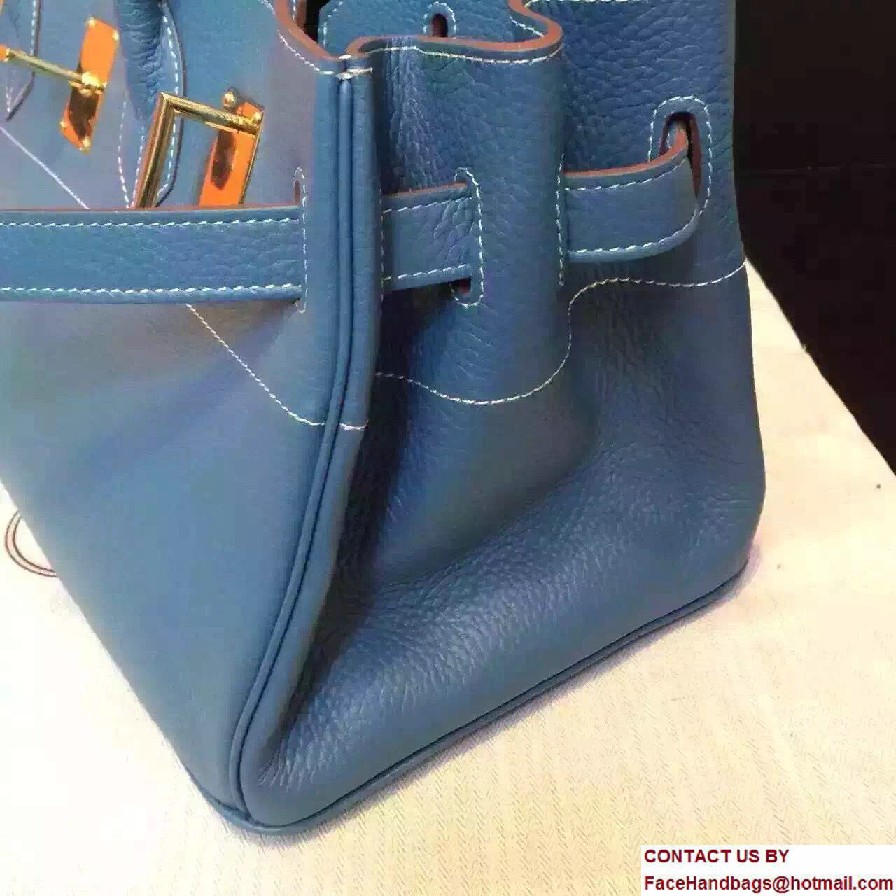 Hermes Birkin 42cm Bag in Original Togo Leather Bag Denim Blue