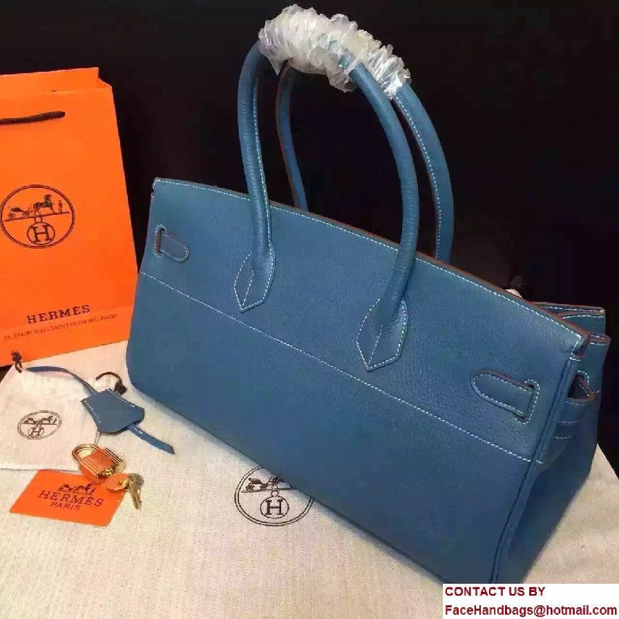 Hermes Birkin 42cm Bag in Original Togo Leather Bag Denim Blue