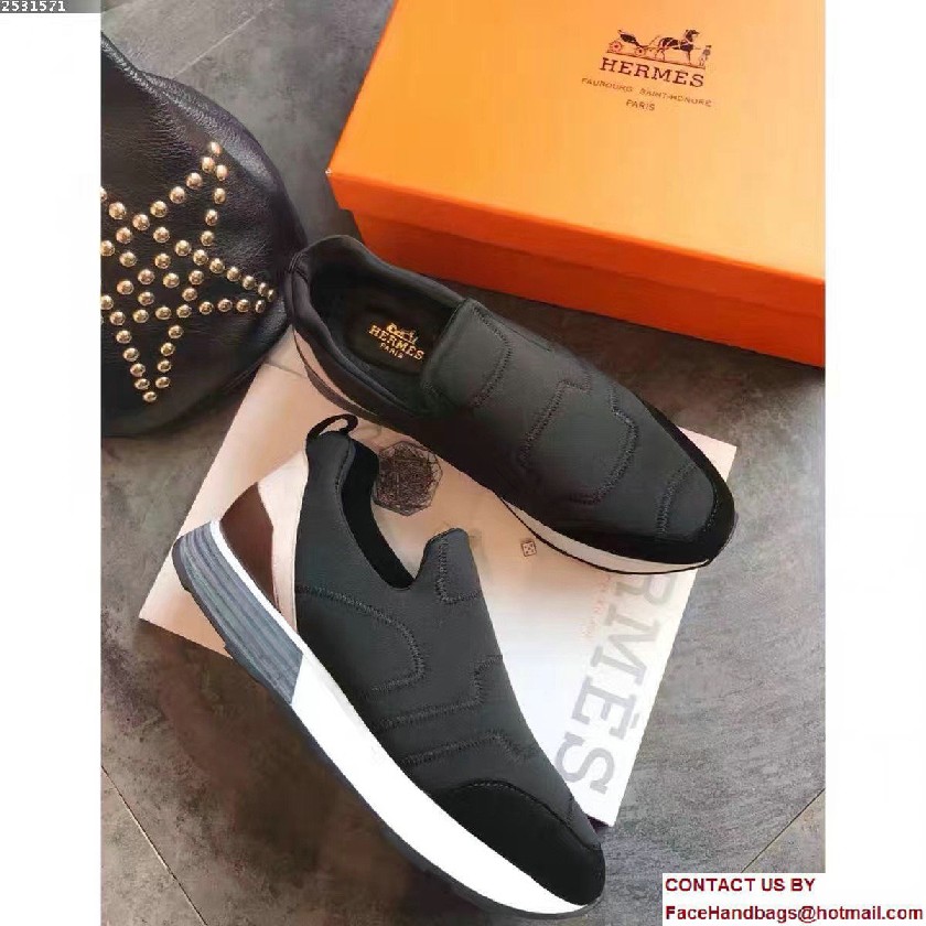 Hermes Heel 3cm Miles Sneakers Black 2017