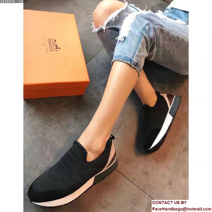 Hermes Heel 3cm Miles Sneakers Black 2017