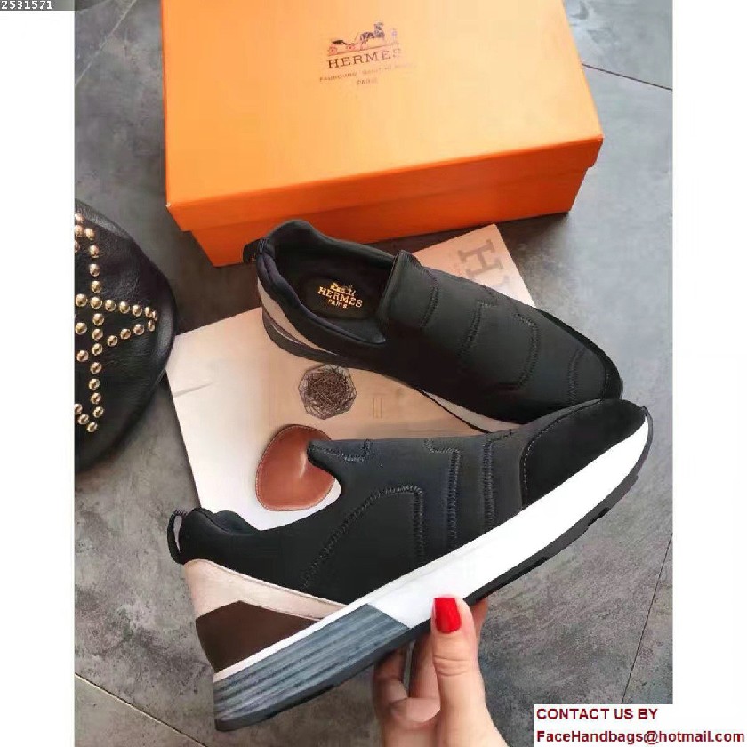 Hermes Heel 3cm Miles Sneakers Black 2017