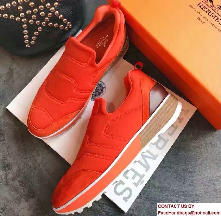 Hermes Heel 3cm Miles Sneakers Orange 2017 - Click Image to Close