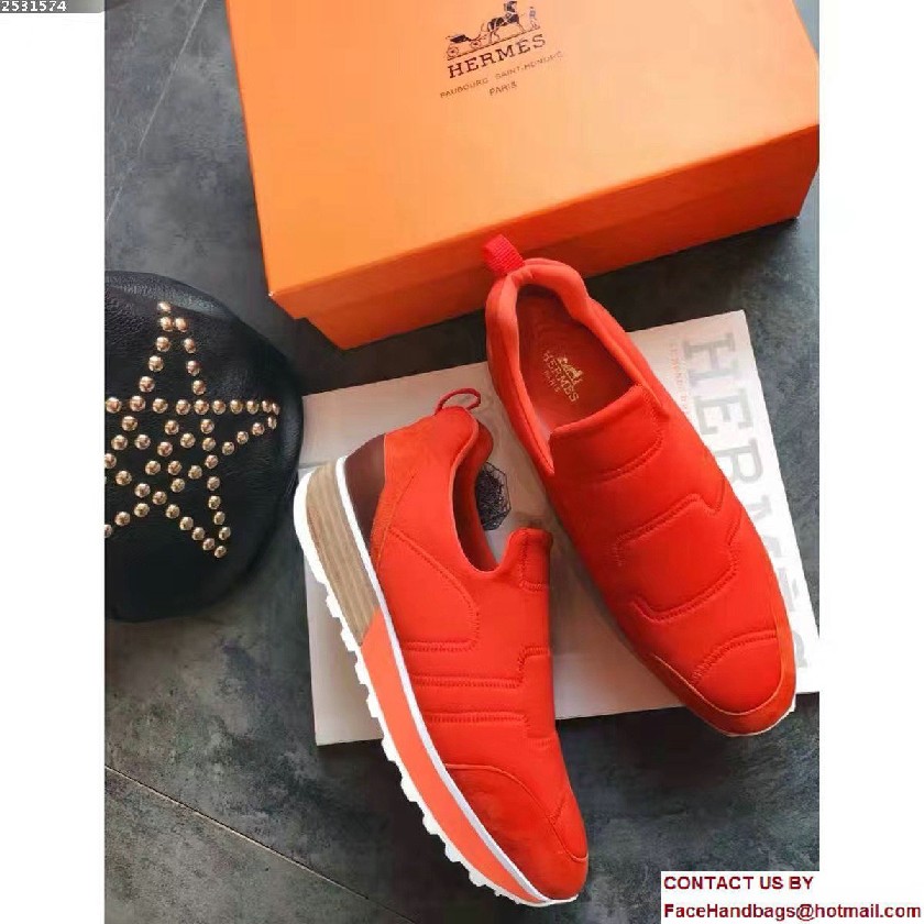 Hermes Heel 3cm Miles Sneakers Orange 2017