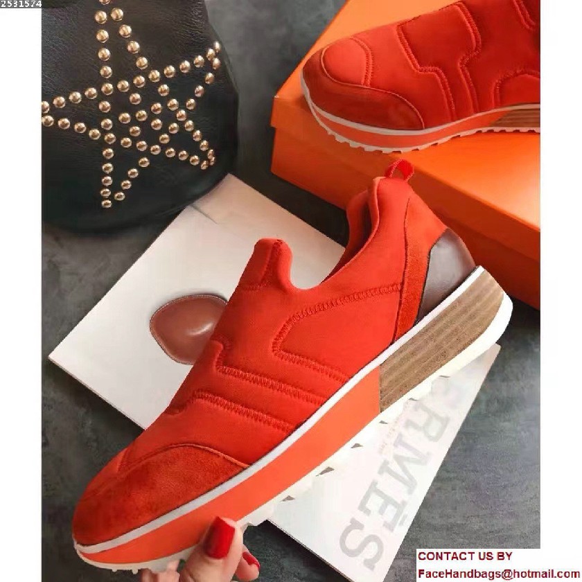 Hermes Heel 3cm Miles Sneakers Orange 2017