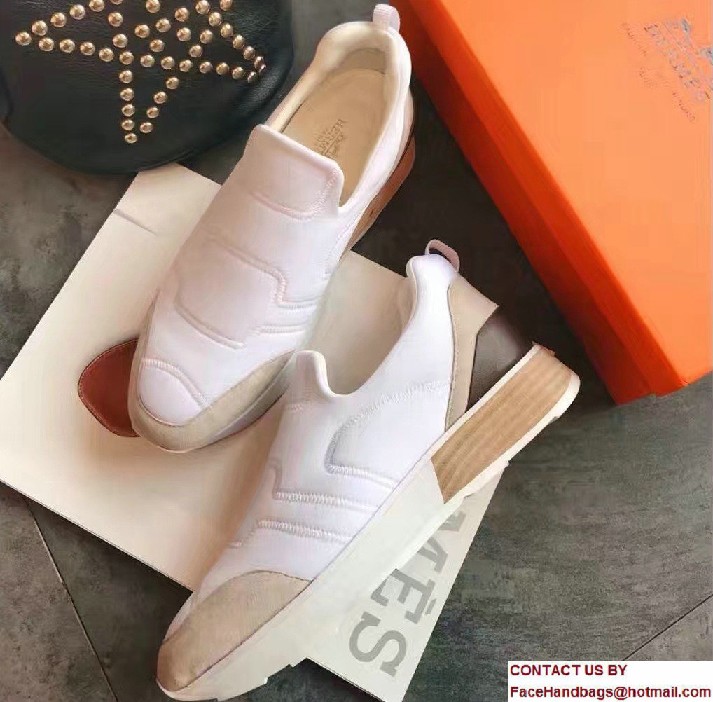 Hermes Heel 3cm Miles Sneakers White 2017 - Click Image to Close