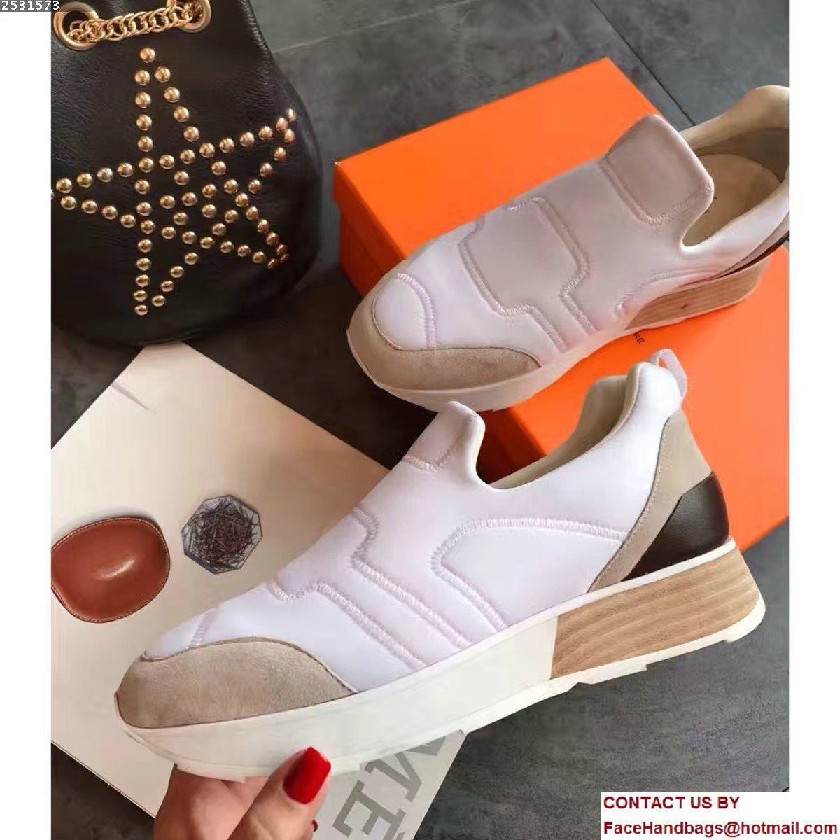 Hermes Heel 3cm Miles Sneakers White 2017