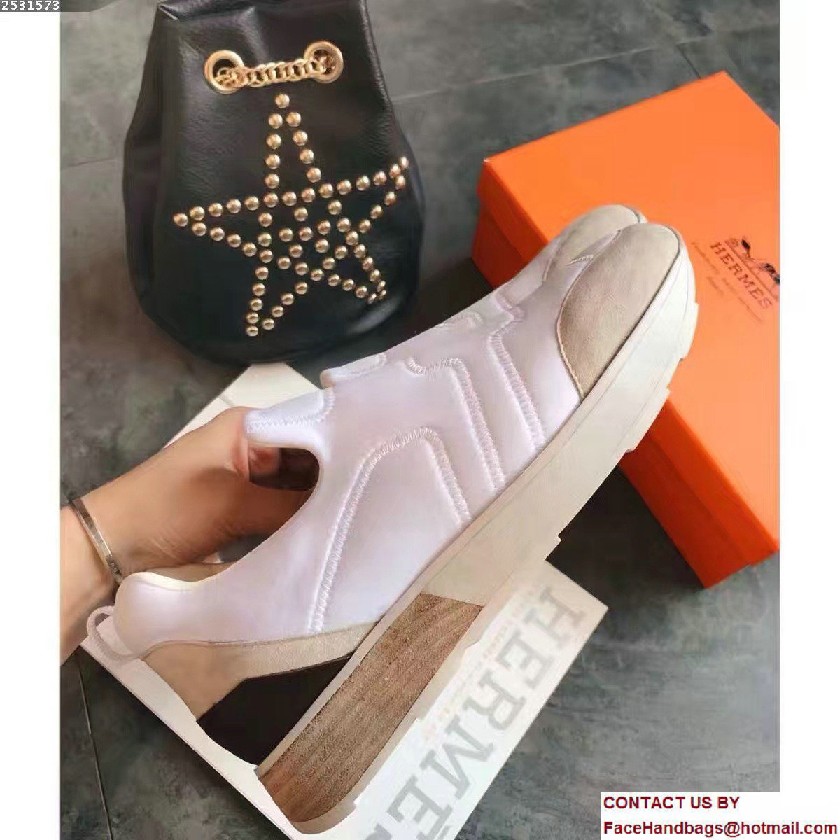 Hermes Heel 3cm Miles Sneakers White 2017