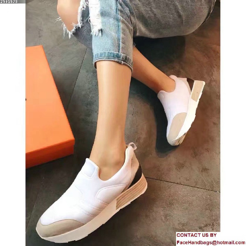 Hermes Heel 3cm Miles Sneakers White 2017