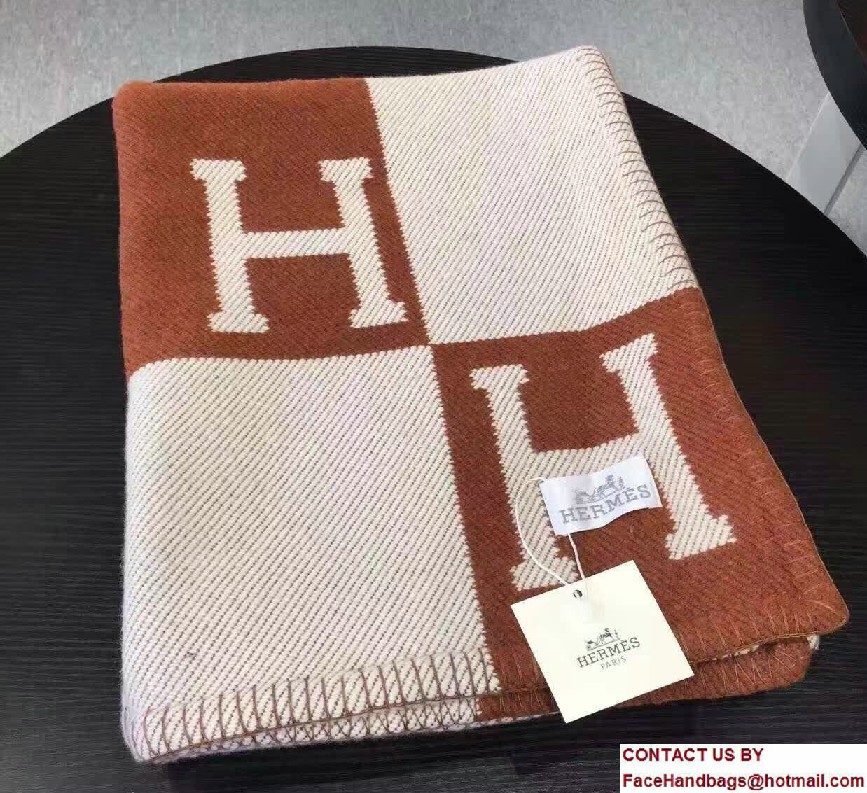 Hermes Signature H Avalon Blanket Khaki - Click Image to Close