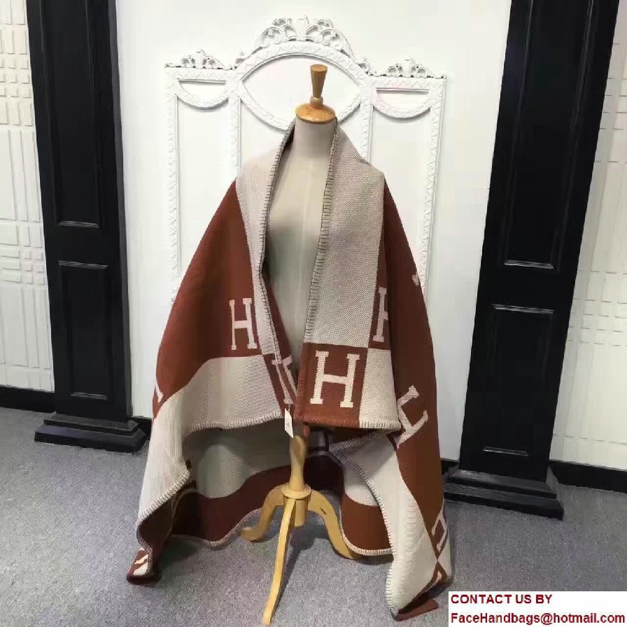 Hermes Signature H Avalon Blanket Khaki