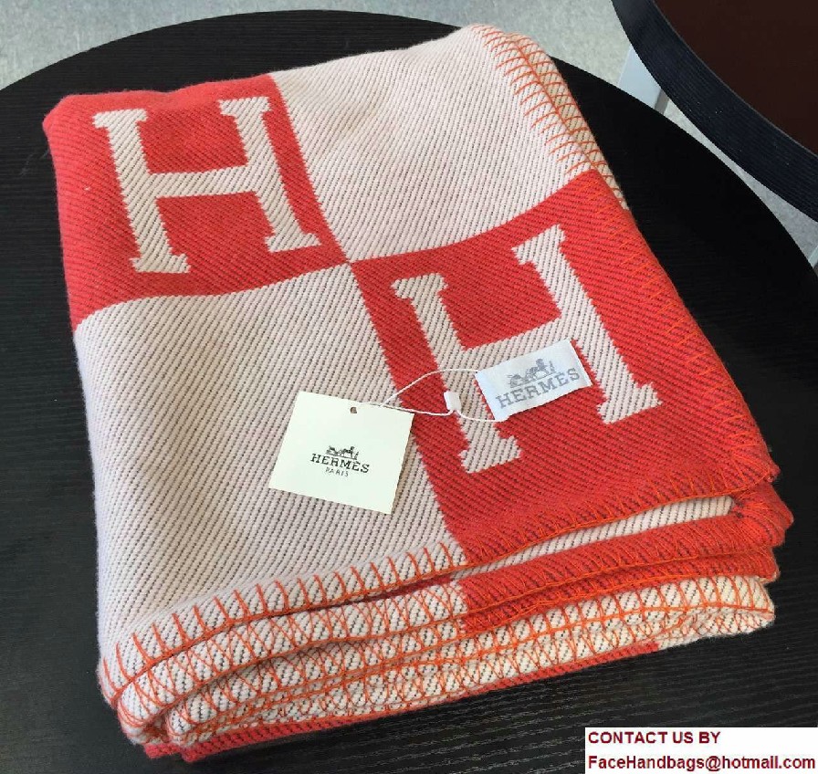 Hermes Signature H Avalon Blanket Red - Click Image to Close