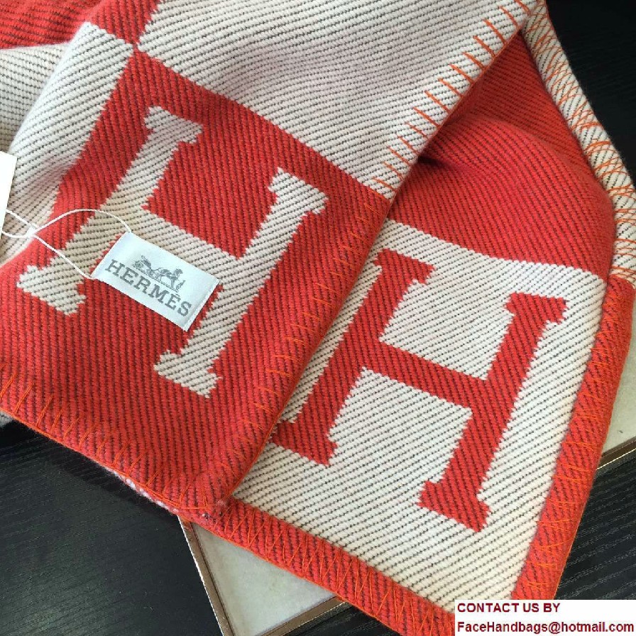 Hermes Signature H Avalon Blanket Red