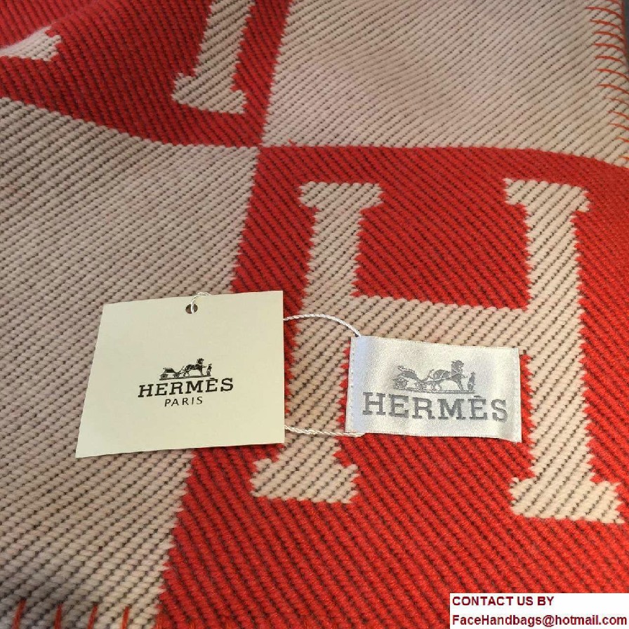 Hermes Signature H Avalon Blanket Red