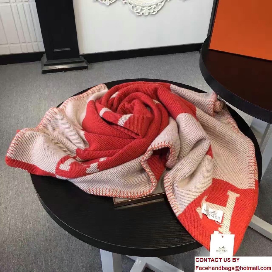 Hermes Signature H Avalon Blanket Red