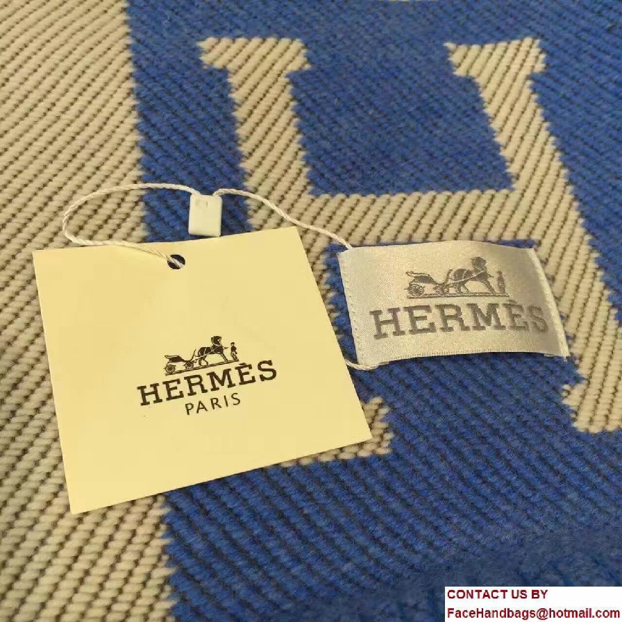 Hermes Signature H Avalon Blanket Sky Blue