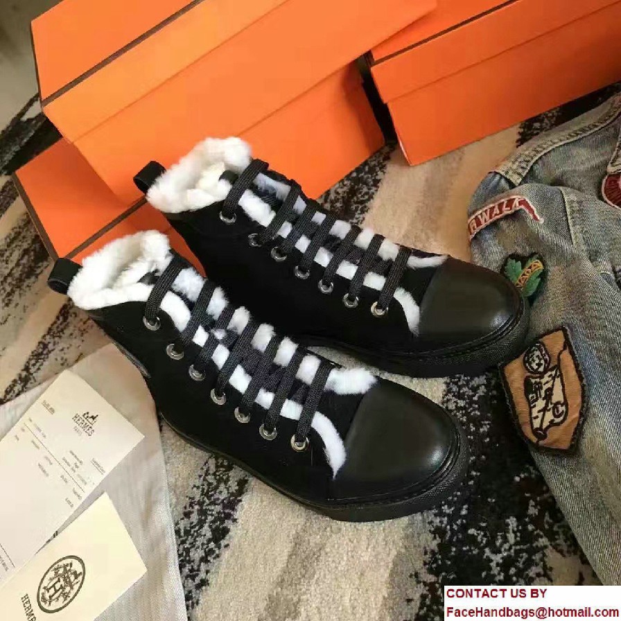 Hermes Wool Jimmy Sneakers Black 2017