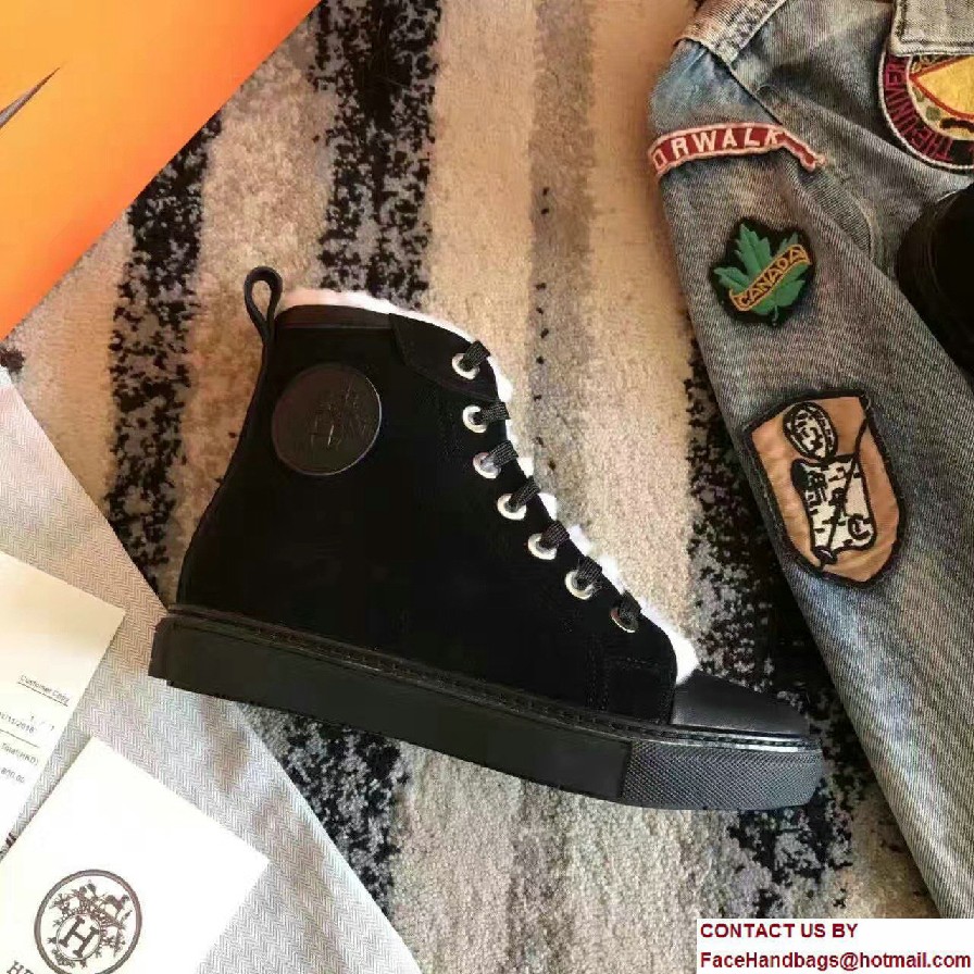 Hermes Wool Jimmy Sneakers Black 2017