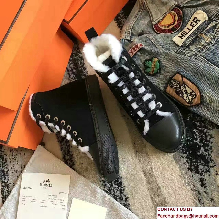 Hermes Wool Jimmy Sneakers Black 2017