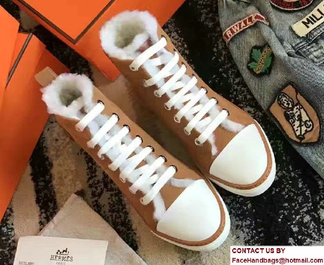 Hermes Wool Jimmy Sneakers Brown 2017 - Click Image to Close