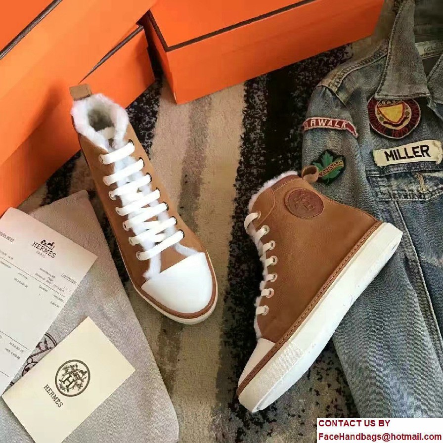 Hermes Wool Jimmy Sneakers Brown 2017