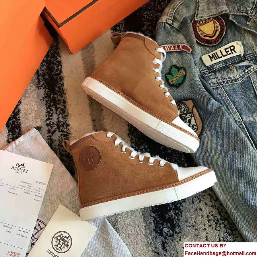 Hermes Wool Jimmy Sneakers Brown 2017