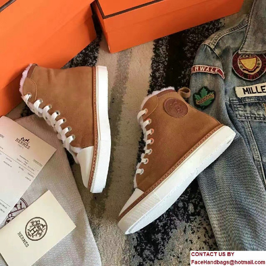 Hermes Wool Jimmy Sneakers Brown 2017