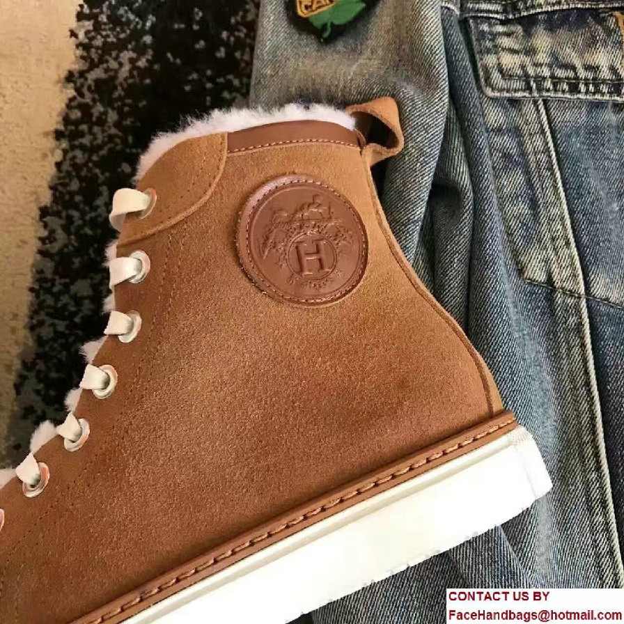 Hermes Wool Jimmy Sneakers Brown 2017