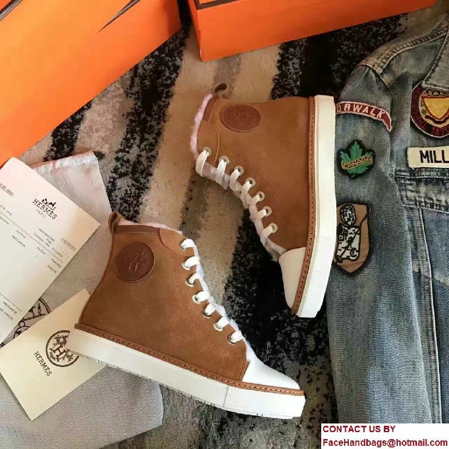 Hermes Wool Jimmy Sneakers Brown 2017