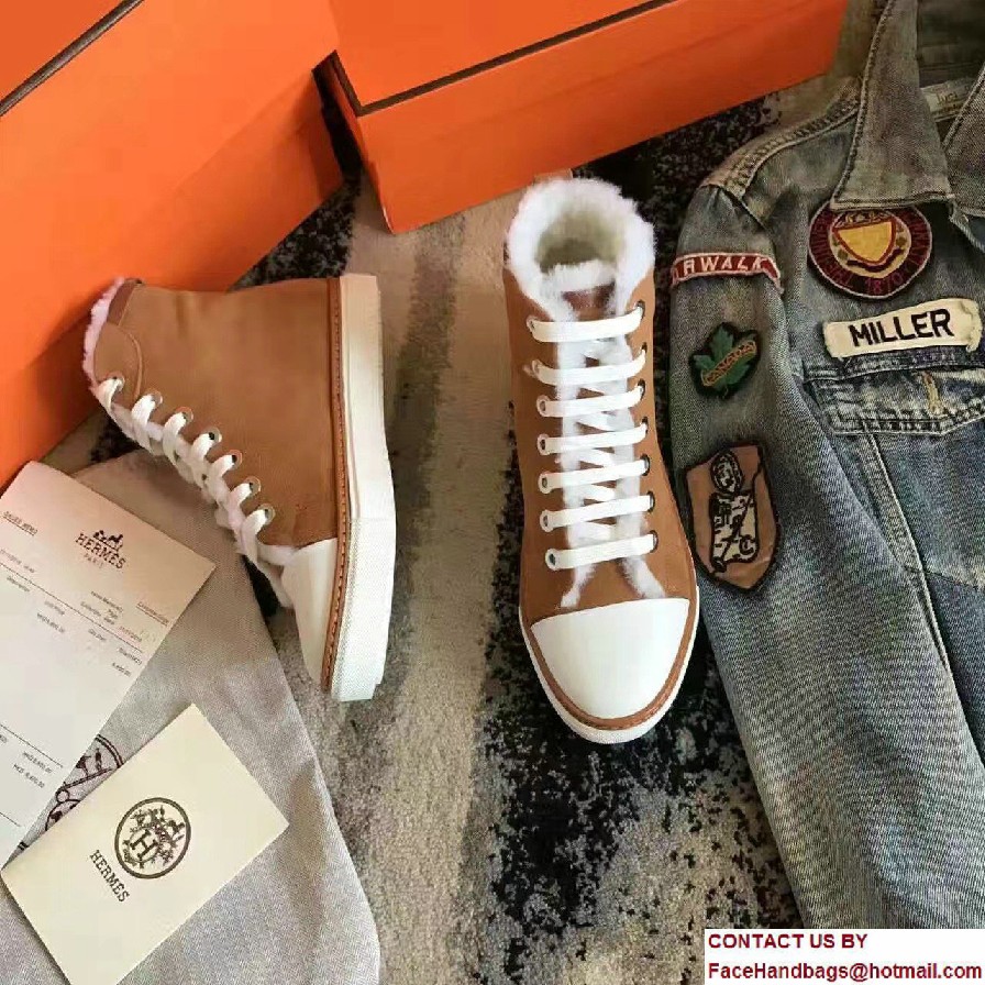 Hermes Wool Jimmy Sneakers Brown 2017