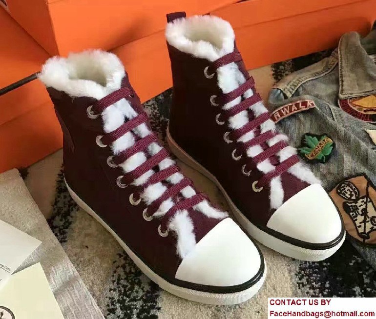 Hermes Wool Jimmy Sneakers Burgundy 2017