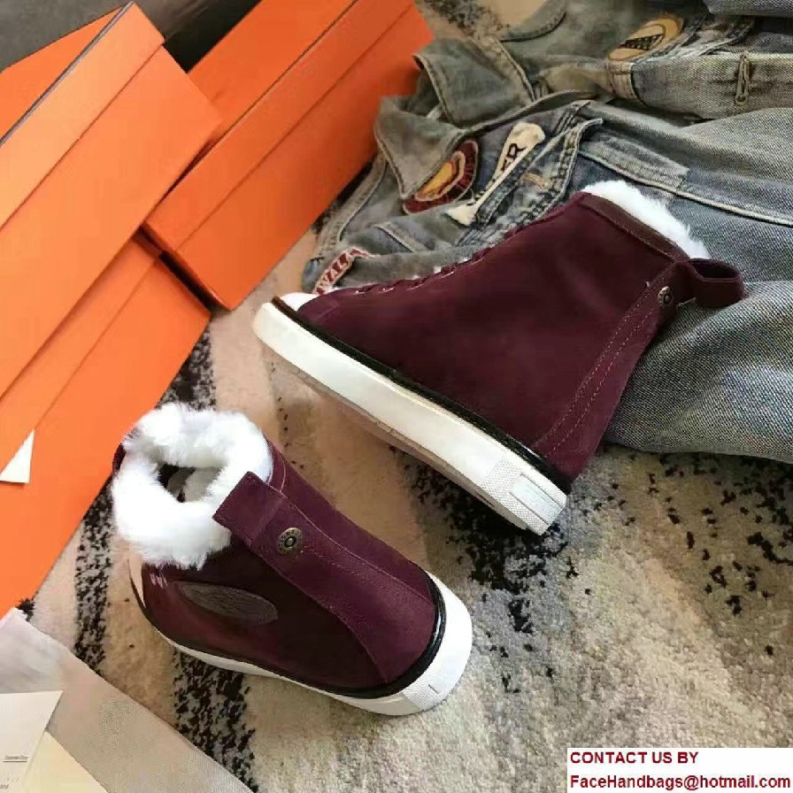 Hermes Wool Jimmy Sneakers Burgundy 2017