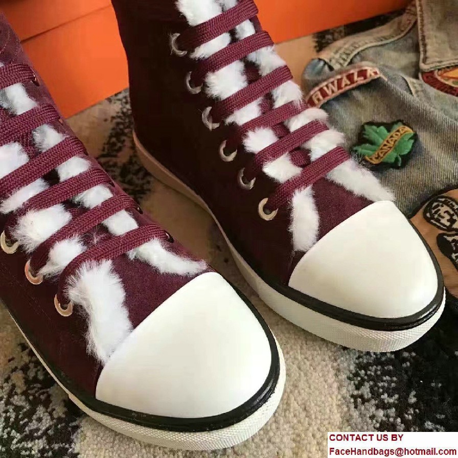 Hermes Wool Jimmy Sneakers Burgundy 2017