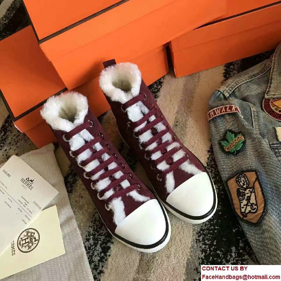 Hermes Wool Jimmy Sneakers Burgundy 2017