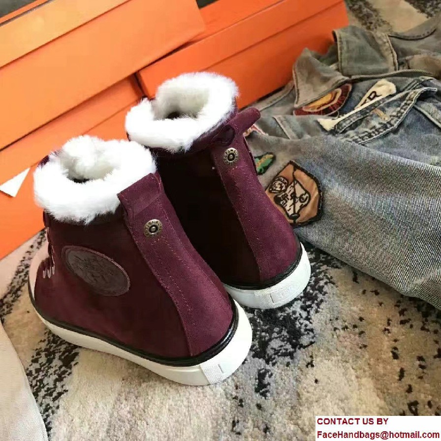 Hermes Wool Jimmy Sneakers Burgundy 2017