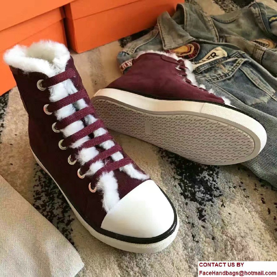 Hermes Wool Jimmy Sneakers Burgundy 2017