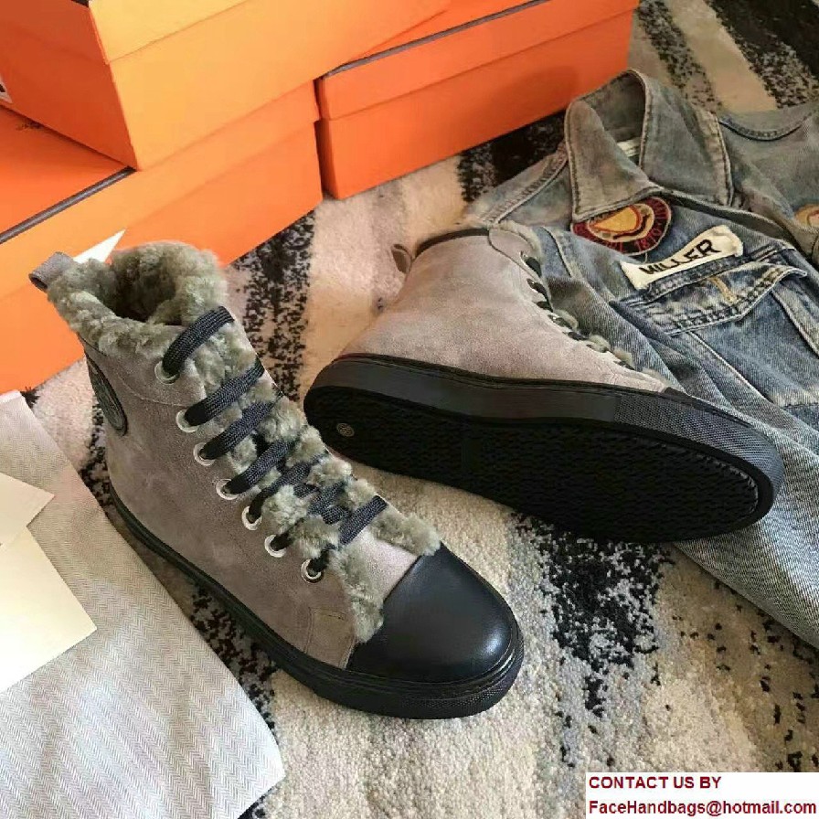 Hermes Wool Jimmy Sneakers Gray 2017