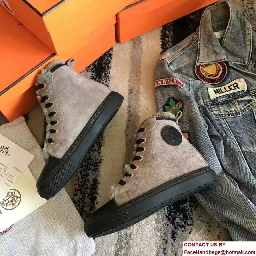 Hermes Wool Jimmy Sneakers Gray 2017