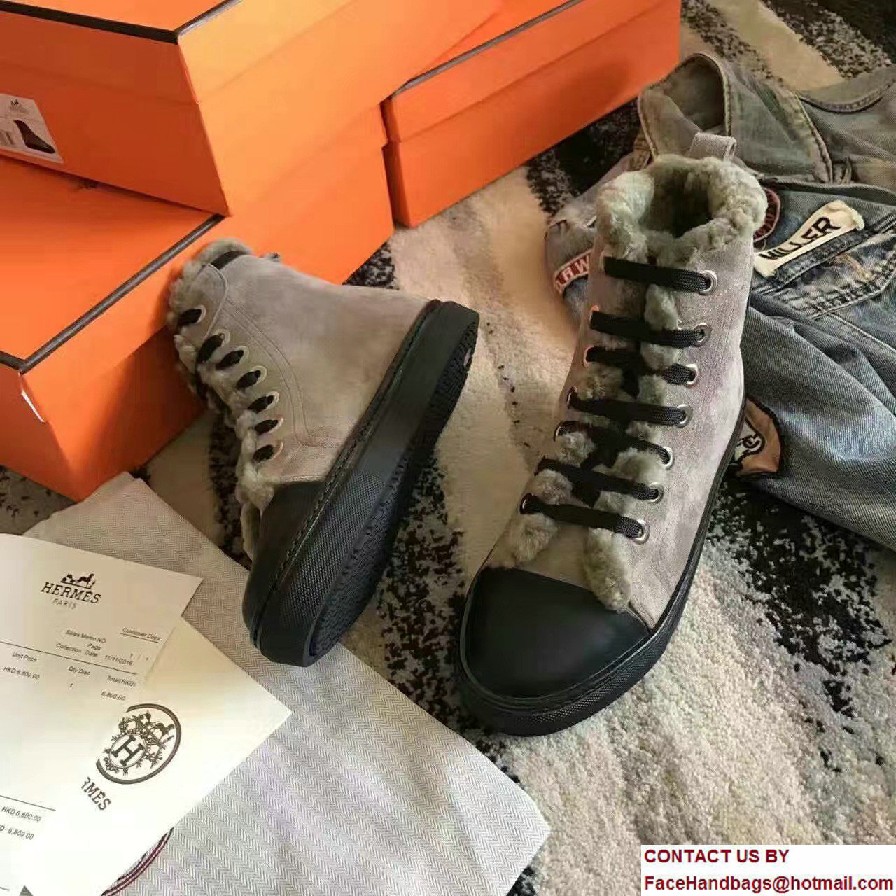 Hermes Wool Jimmy Sneakers Gray 2017