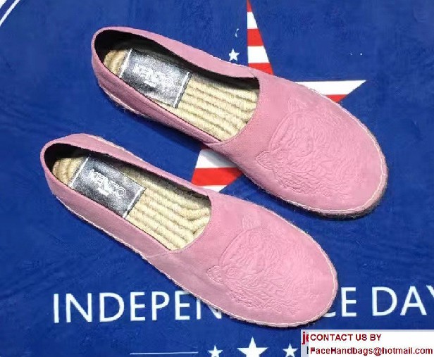 Kenzo Suede Embossed Tiger Espadrilles Pink 2017