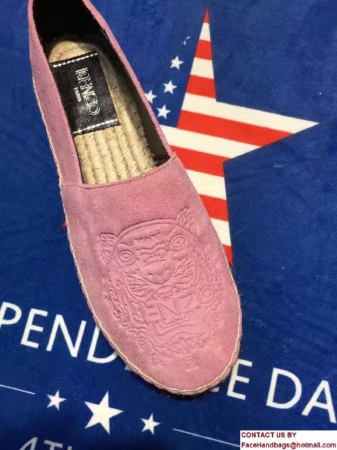 Kenzo Suede Embossed Tiger Espadrilles Pink 2017