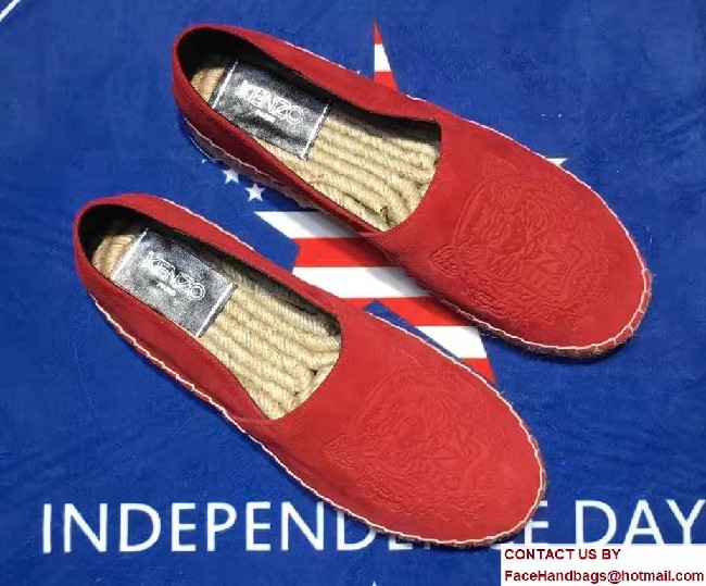 Kenzo Suede Embossed Tiger Espadrilles Red 2017